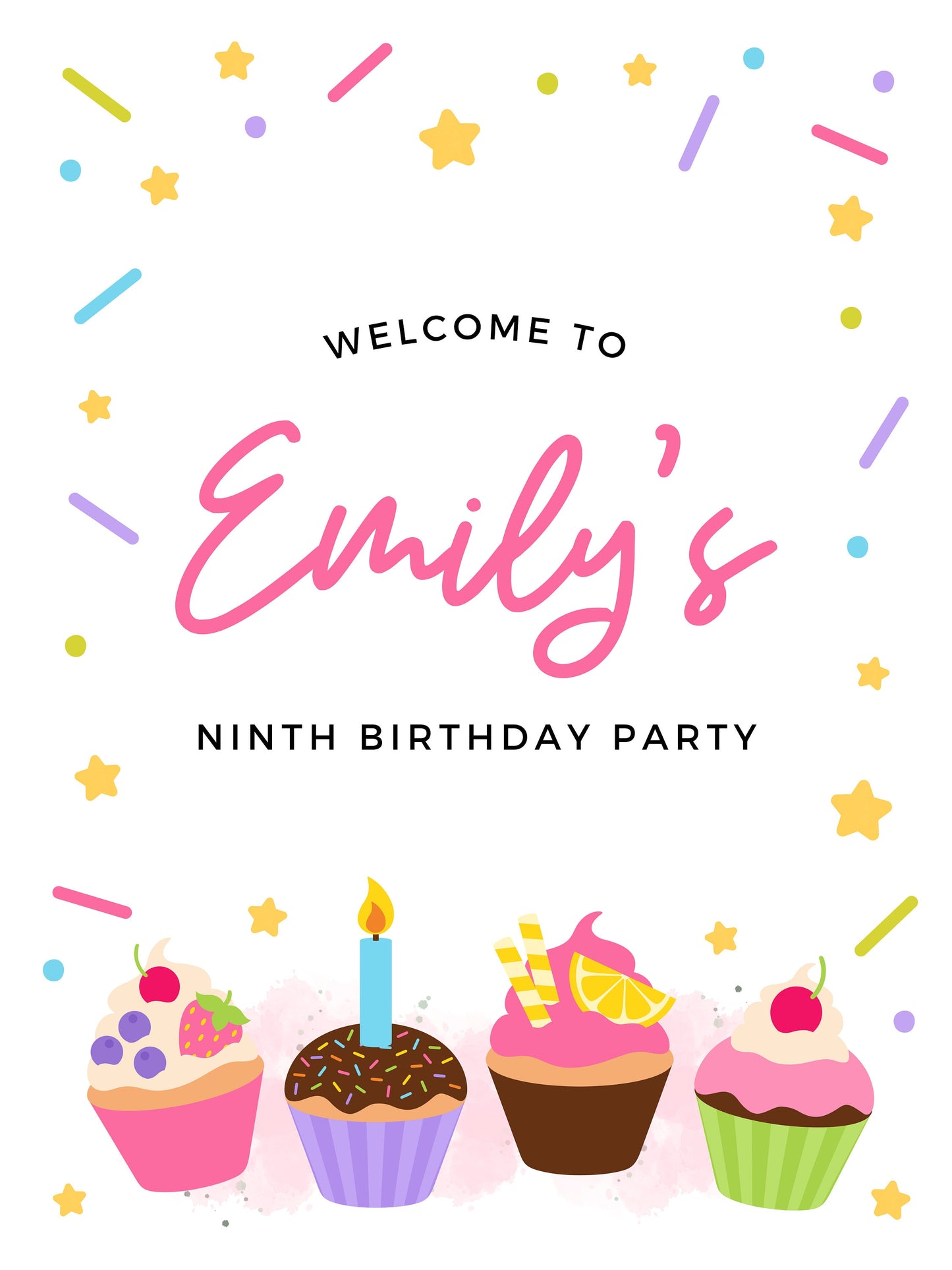 Cupcake Birthday Party Welcome Sign | Kids Party Decorations