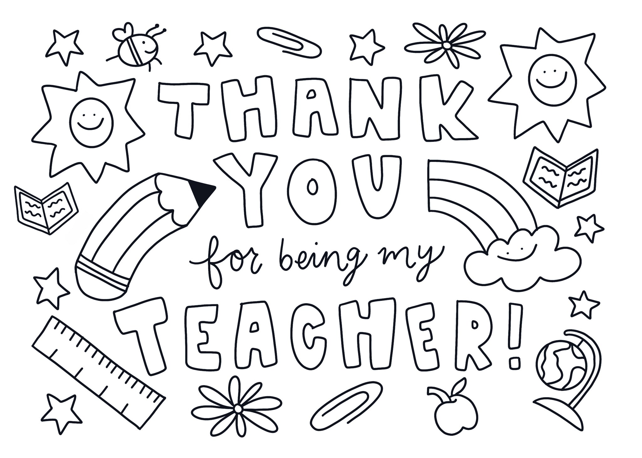 Teacher Thank You Card Printable – Sugar Pie Paper