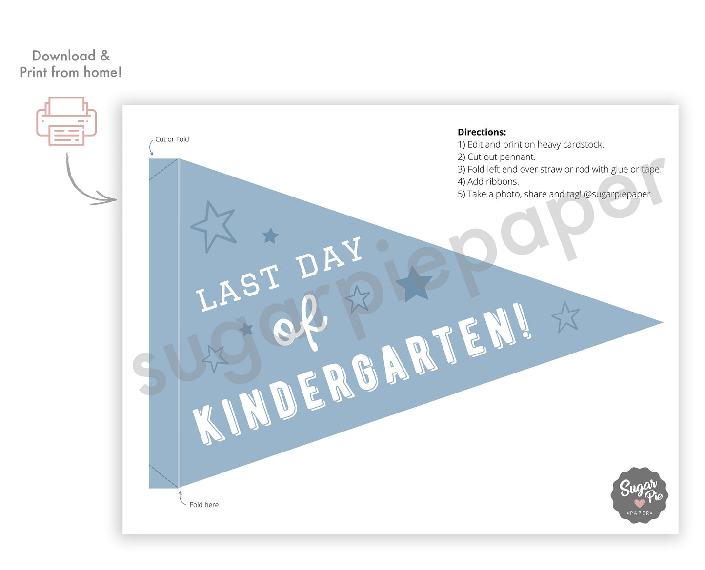 Last Day of Kindergarten Pennant Flag