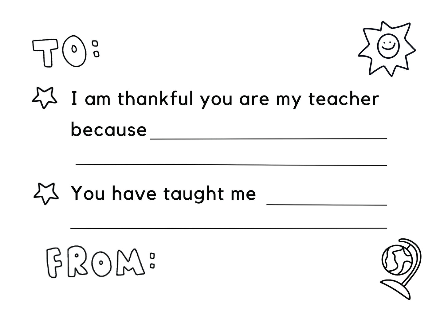 Teacher Thank You Card Printable