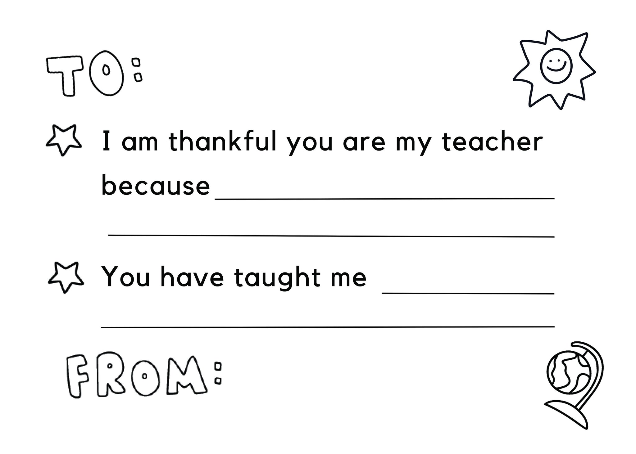 Teacher Thank You Card Printable – Sugar Pie Paper