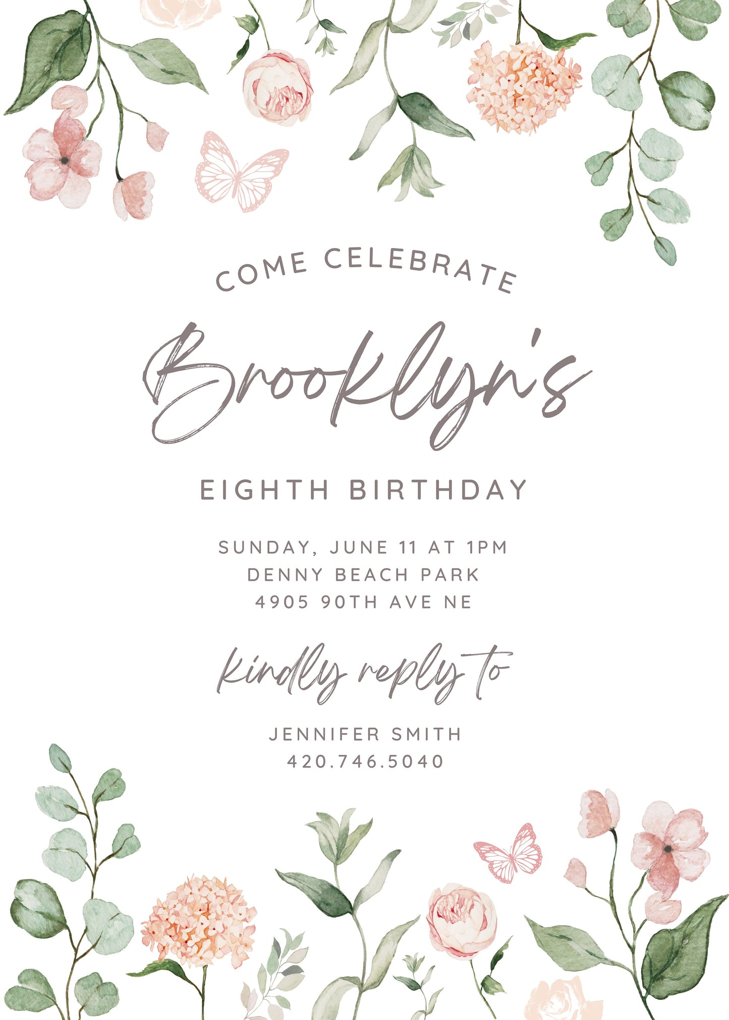 Garden Birthday Party Invitation | Girls Birthday