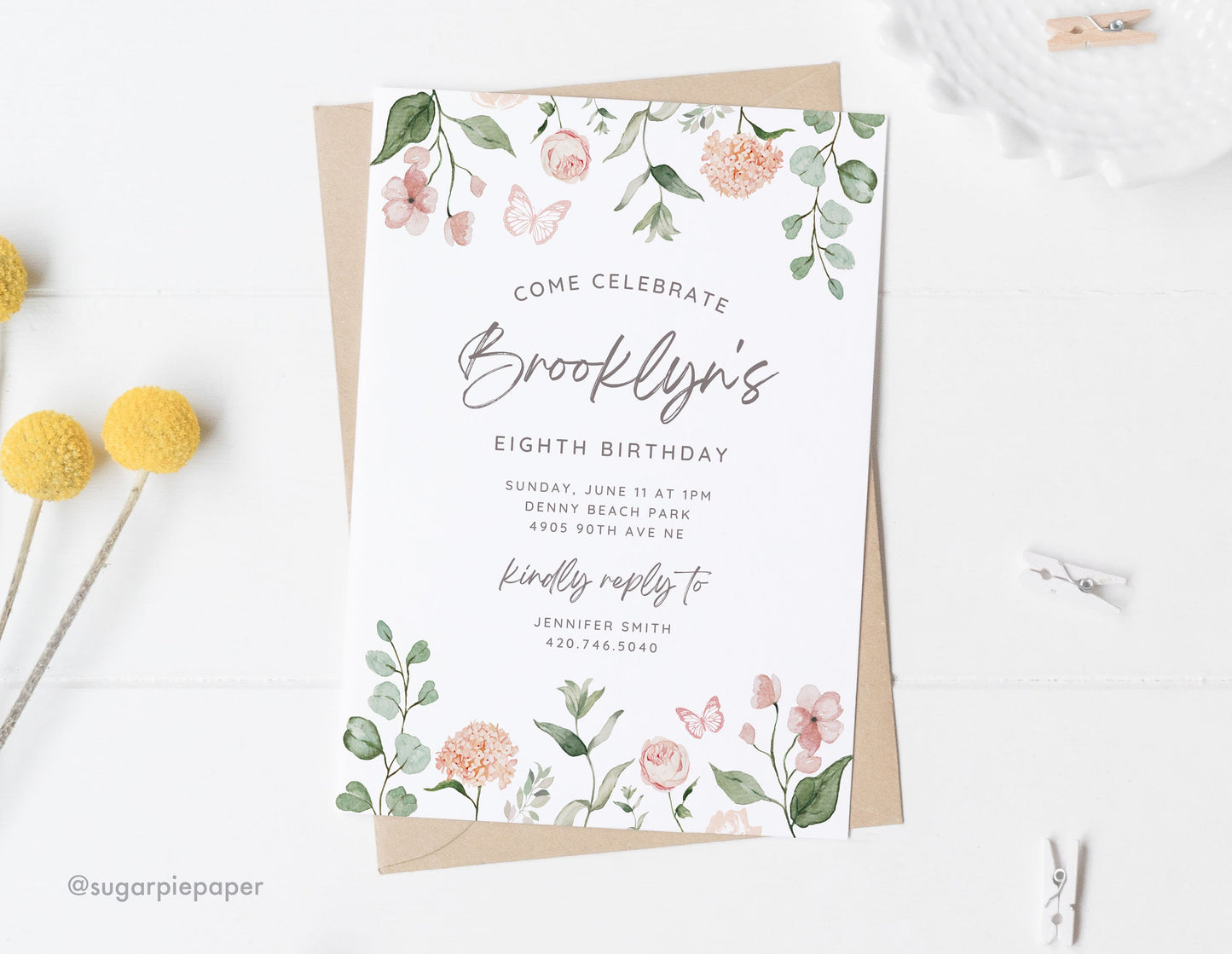 Garden Birthday Party Invitation | Girls Birthday