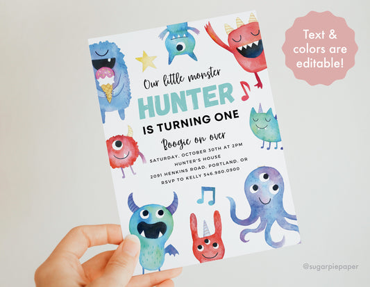 Little Monster Birthday Party Invitation