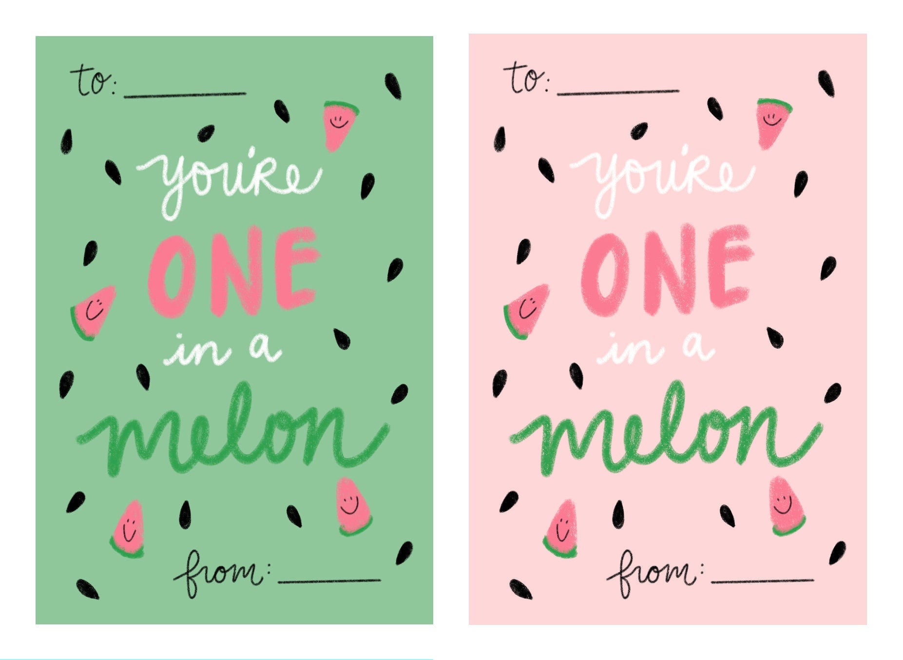 One in a Melon Printable Valentine's Day Cards