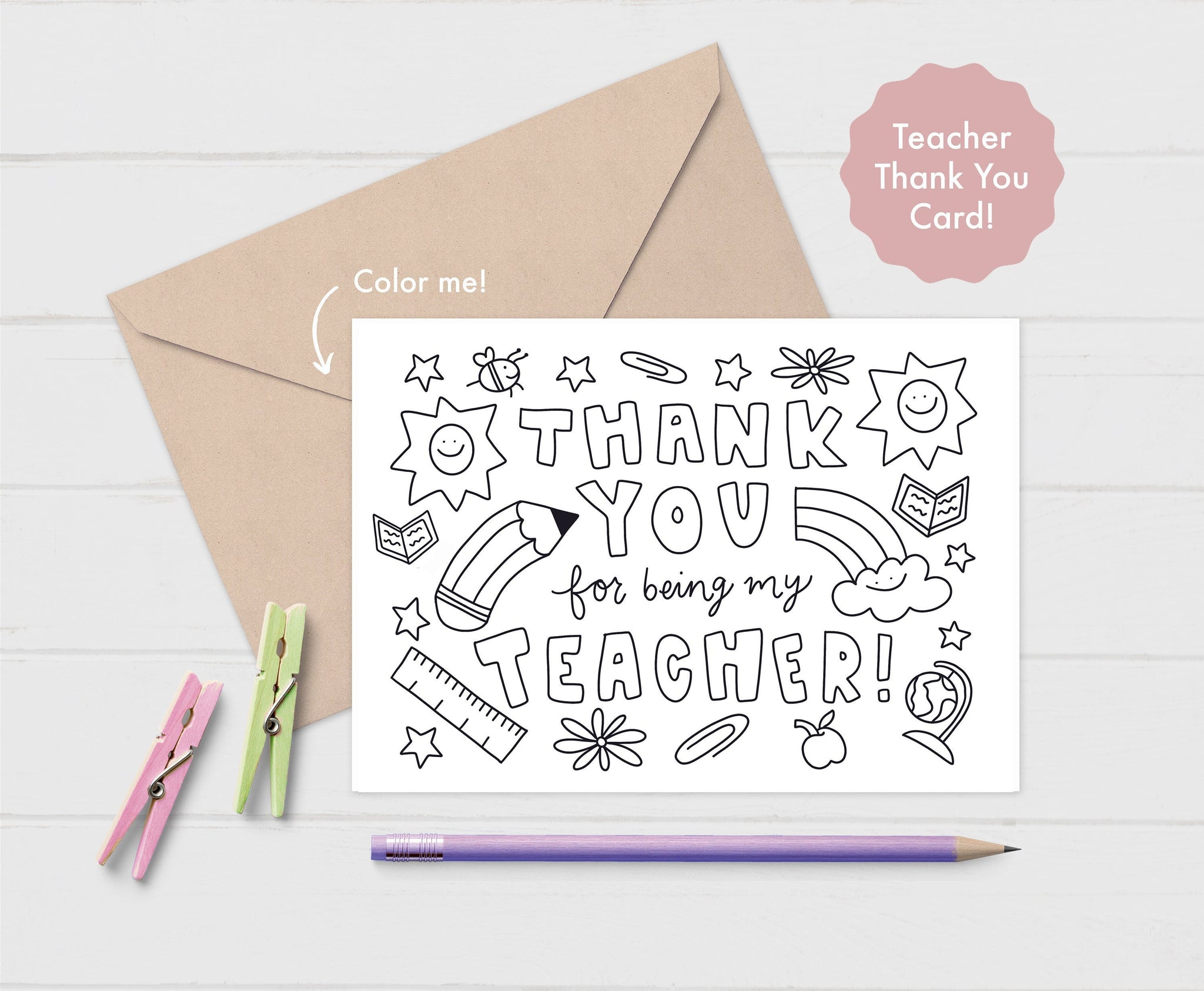 Teacher Thank You Card Printable – Sugar Pie Paper